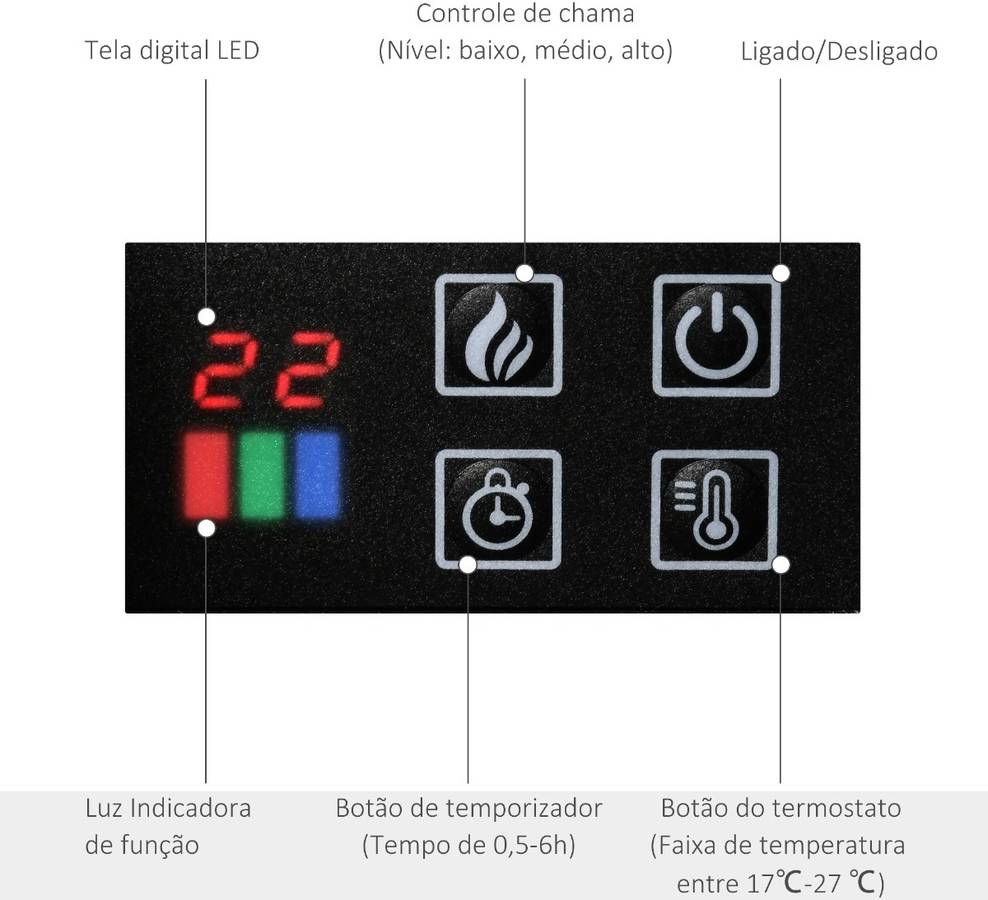 Chimenea Eléctrica HOMCOM 820-198V90 (2000 W)