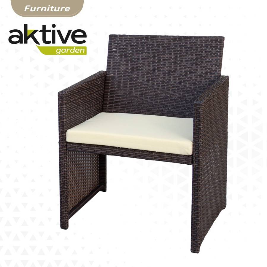 Aktive 61070 Conjunto exterior muebles para y terraza incluye 2 sillones 1 sofá mesa 3 negro acero 10.8x59x76