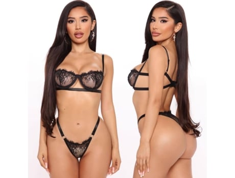 Conjunto De Lingerie PETHUEL Con corpiño y tanga QQFZ-C72-0511-1 preto