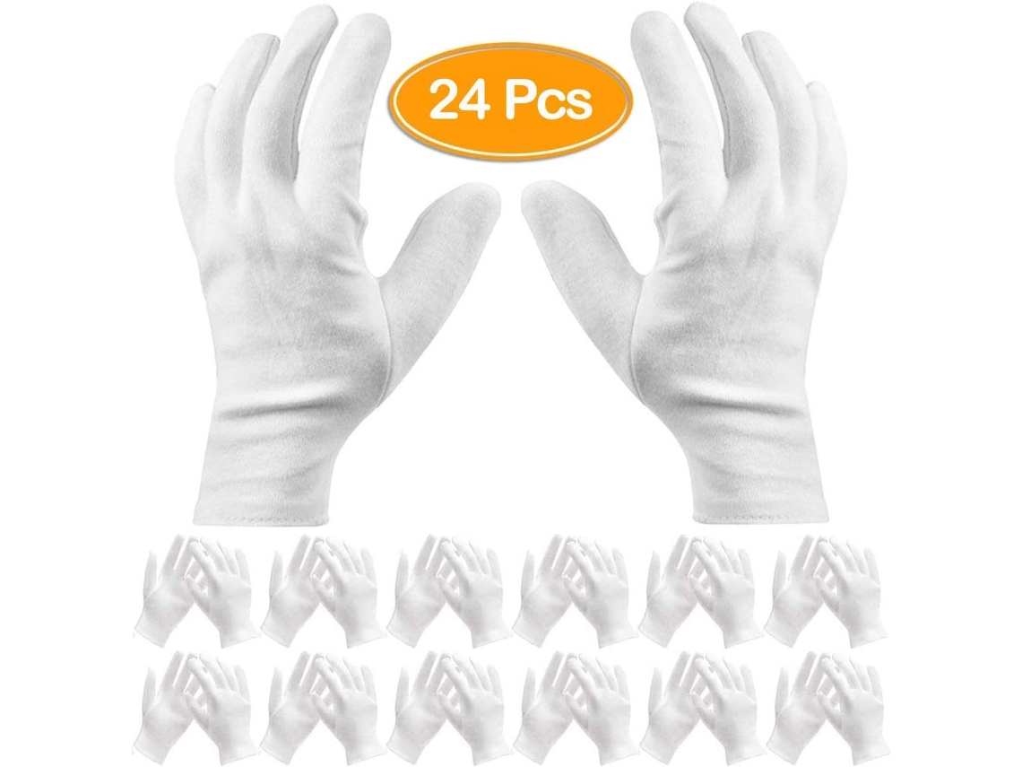 12 pares de guantes de algodón blanco para eccema y manos secas – Guantes  de trabajo transpirables – Guantes de inspección de joyas suaves de spa