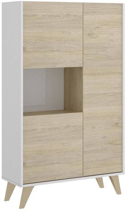 Escaparate DKIT NESS Blanco y Beige (Madera y Metal - 135 x 81 x 43 cm)