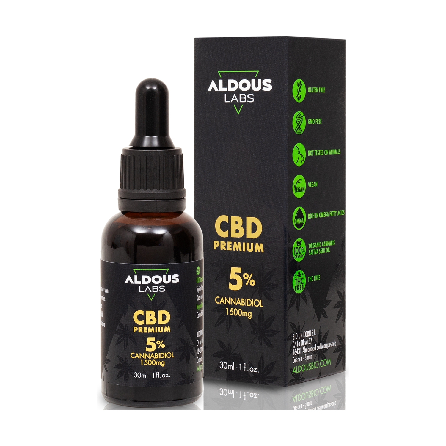 Aceite Corporal ALDOUS BIO Aceite De Cânhamo Bio Enriquecido con 5% De Cbd (30 ml)