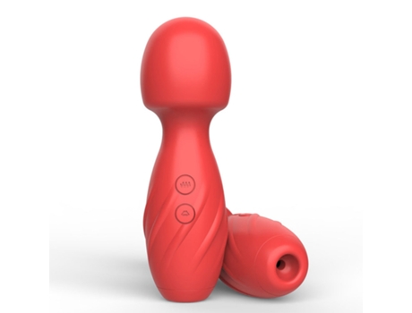 Vibrador de masaje de succión de silicona 2 en 1 con 10 modos para mujeres (rojo) VEANXIN