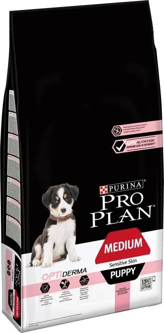 Pienso para Perros PURINA Pro Plan Medium Puppy Sensitive Skin (12Kg - Seco - Razas Medianas - Adulto - Sabor: Salmón)