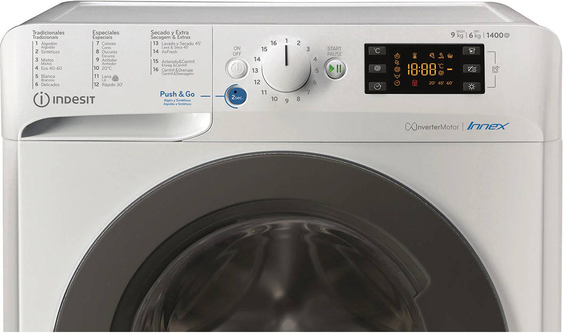 Lavasecadora INDESIT BDE 961483X WK SPT N (6/9 kg - 1400 rpm - Blanco)