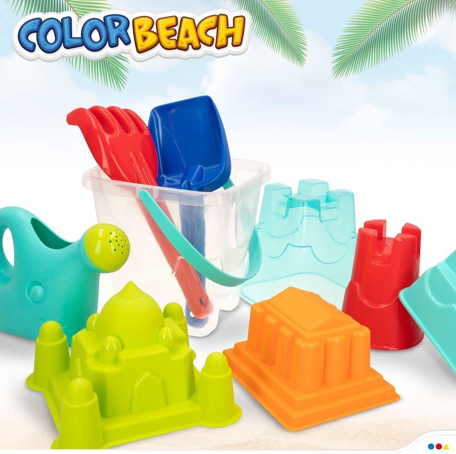 Color Beach Juguetes de playa para niños arena bolsa cubo ø18 cm cedazo pala rastrillo pack cb toys con y accesorios 18x18x17 18