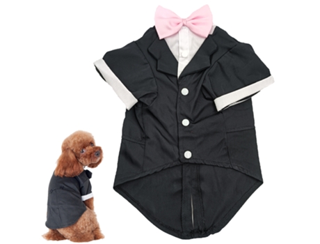 Camisa De Perro Cachorro Mascota Ropa De Perro Pequeño Traje Elegante Traje De Pajarita Camisa De Boda Esmoquin Formal ELKUAIE S