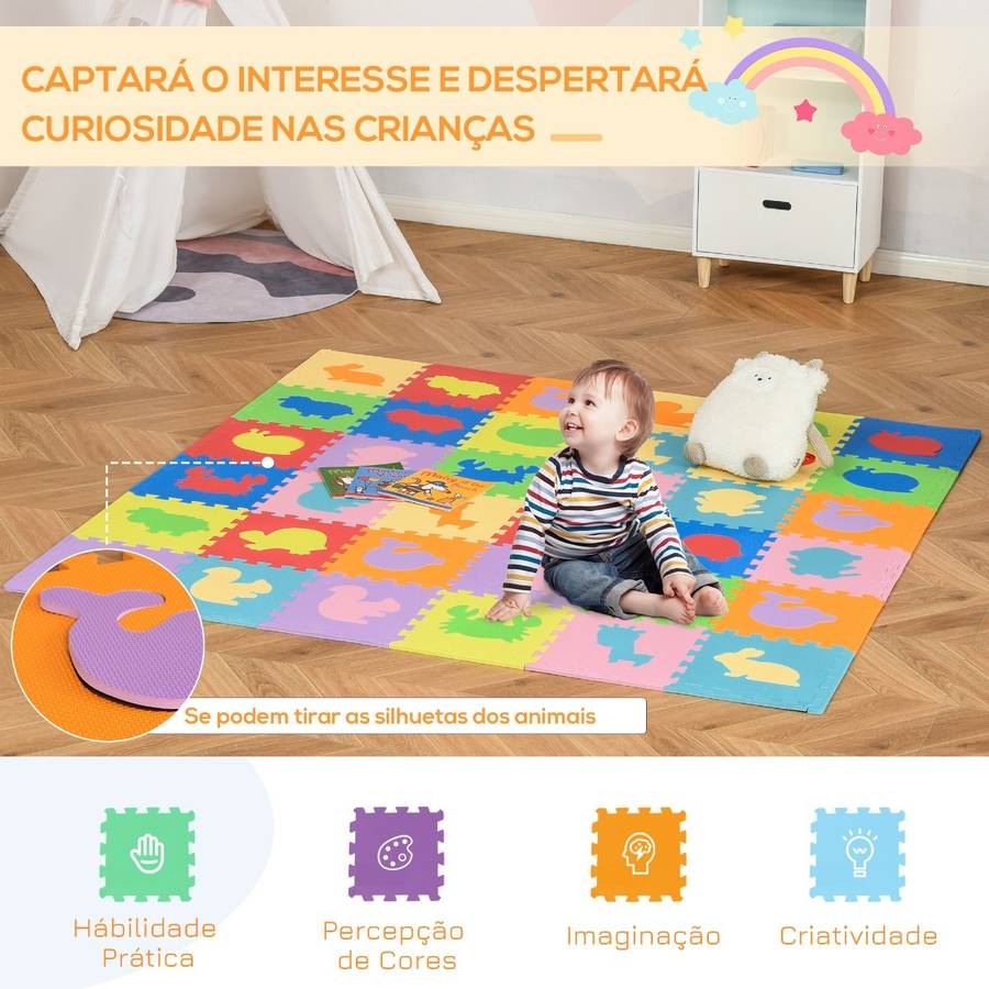 Gimnasio HOMCOM Puzzle de 36 piezas para bebés Multicor (recién nacido)