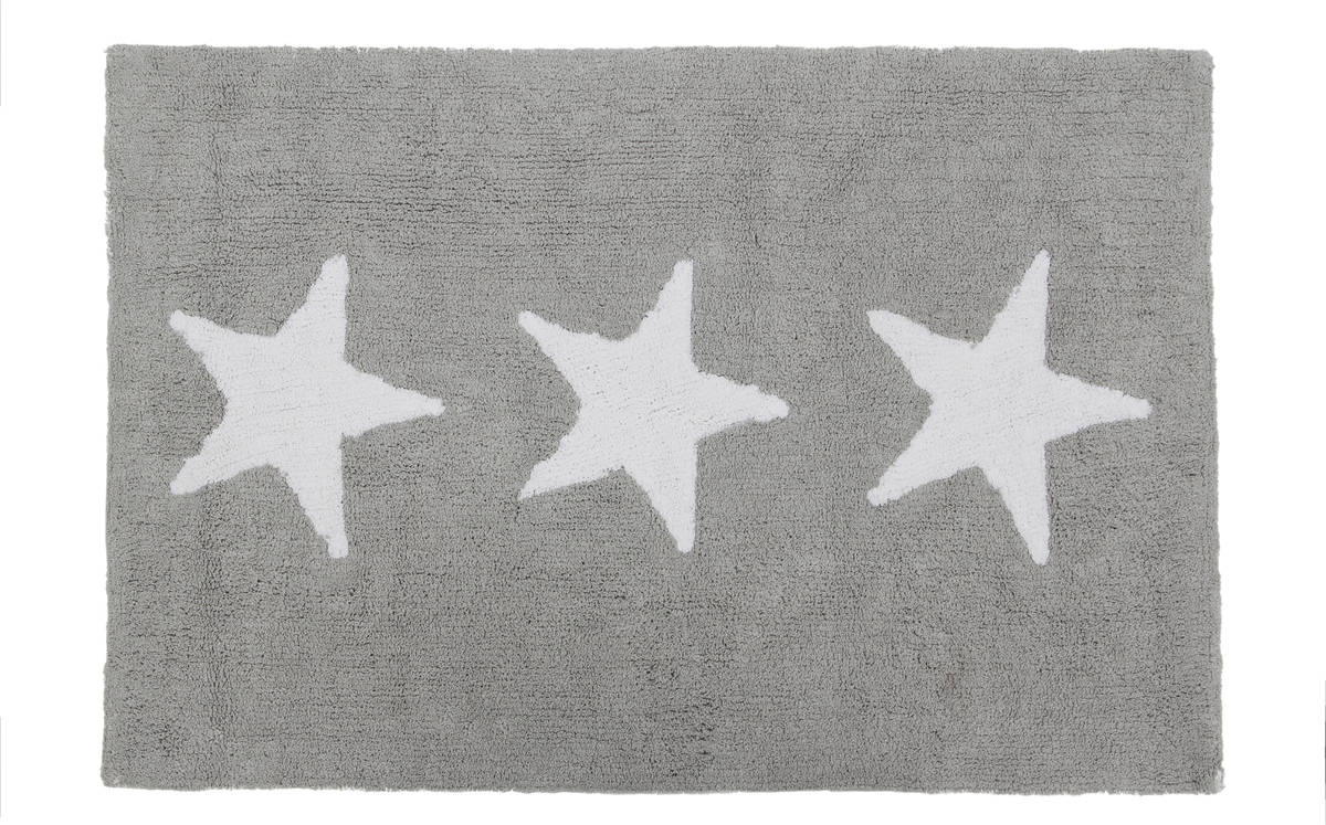 Alfombra Infantil HAPPY DECOR KIDS Three Stars (Gris - Algodón - 120x80 cm)