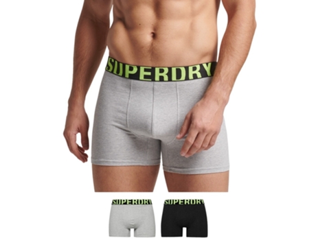 Conjunto de Bóxeres de Hombre SUPERDRY Lote Calzoncillos Orgánico Dual Algodón Orgánico Gris - 2pcs (S)