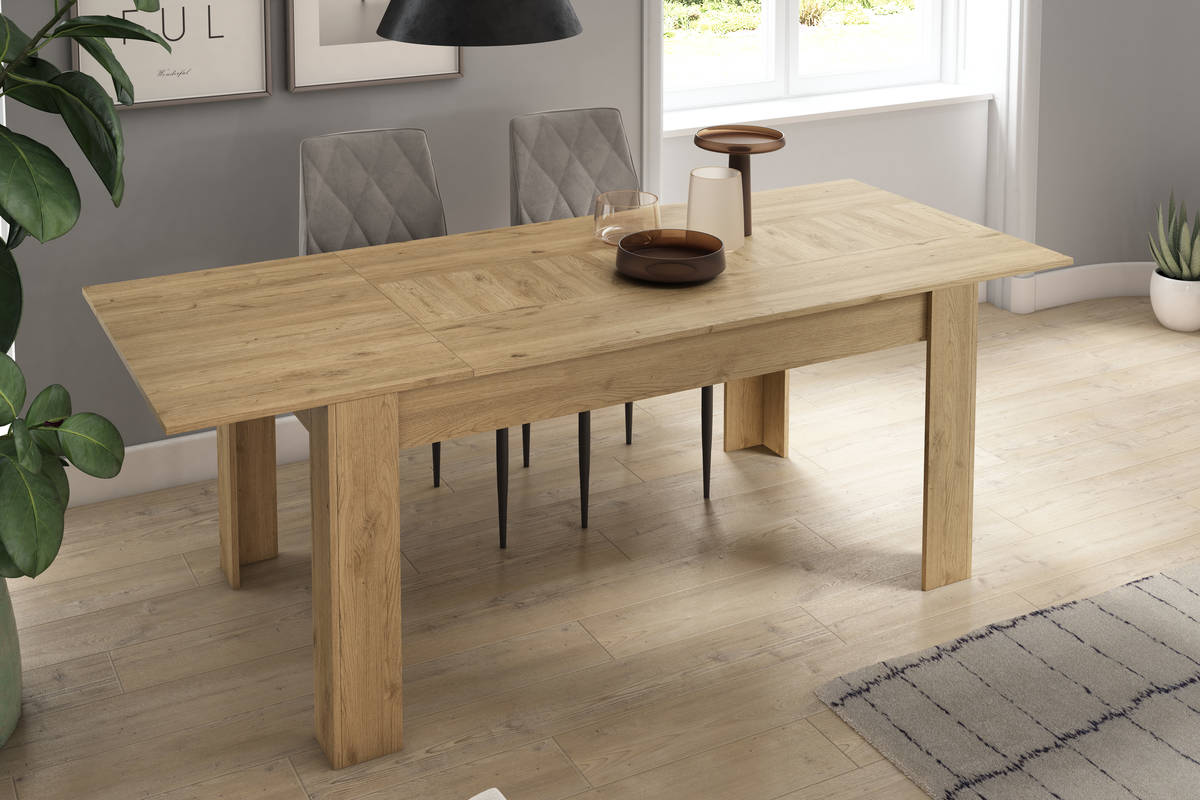 Mesa de Comedor SKRAUT HOME (Marrón - Aglomerado - 140/200x90x46 cm)