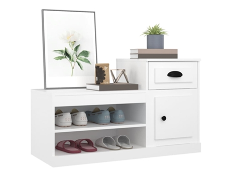 Mueble Zapatero Madera Contrachapada Blanco 100x42x60 Cm Vidaxl