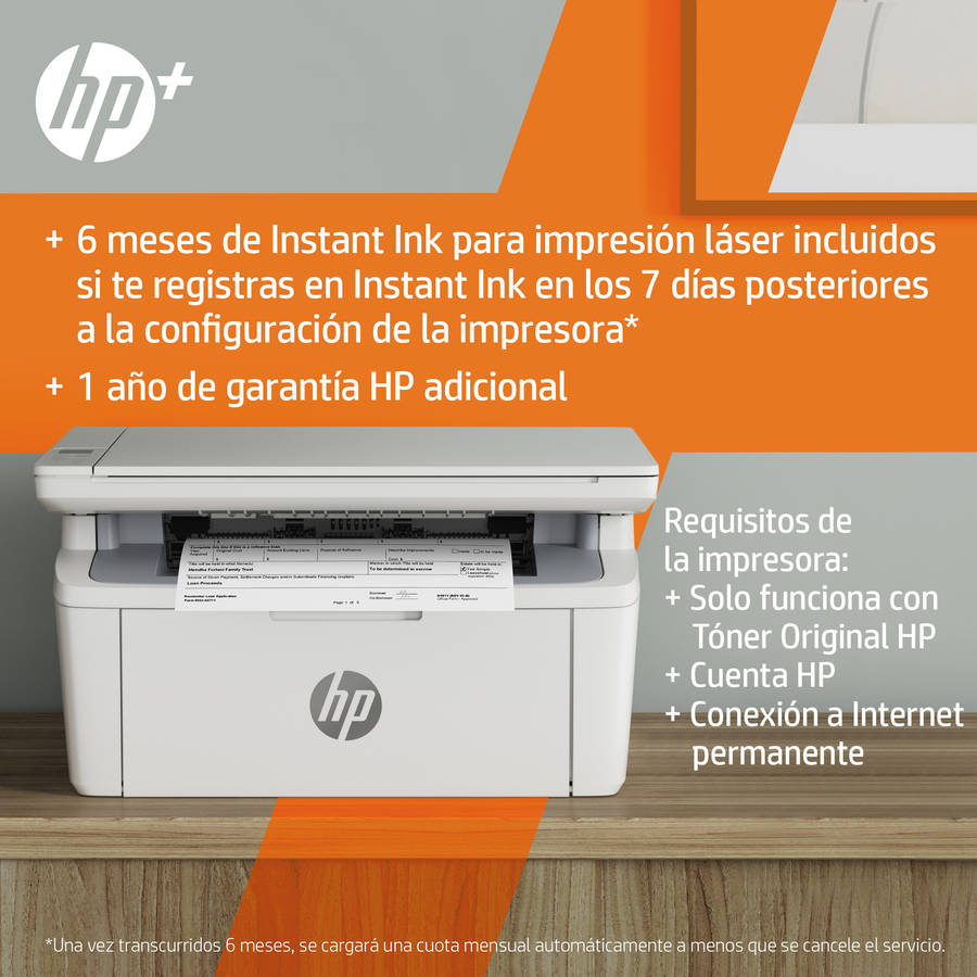 Impresora Multifunciones HP LaserJet M140WE (Multifunción - Laser Mono - Wi-Fi - Instant Ink)