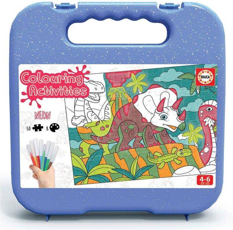 Puzzle Coloreable Educa dinosaurios juguete borras 4018069