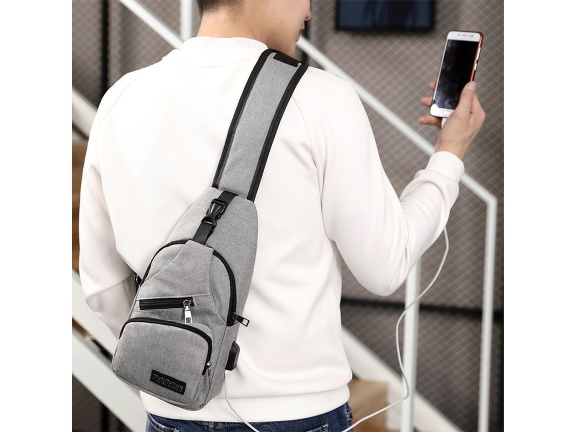 Mochila cruzada para hombre y mujer con puerto de carga USB