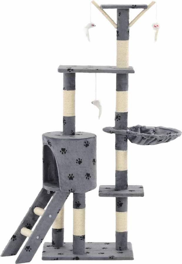 Rascador para Gato VIDAXL Árbol Postes Sisal Gris (138 cm)