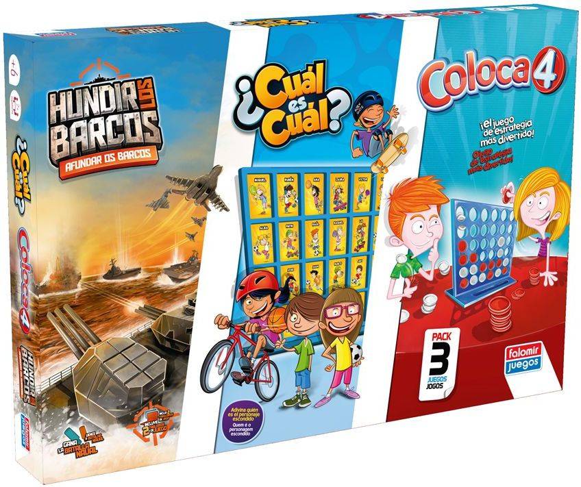 Conjunto de 3 Juegos de Tablero Hundir los Barcos - Cual és Cual? - Coloca 4 (Español - Edad Mínima: 6)