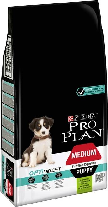 Pienso para Perros PURINA Pro Plan Medium Puppy Sensitive Digestion (12Kg - Seco - Razas Medias - Cachorros - Sabor: Cordero)