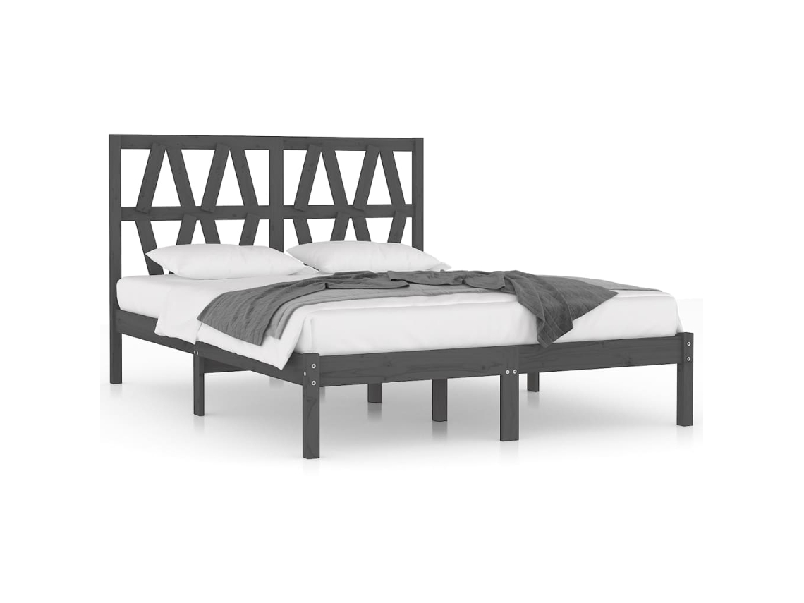Maison Exclusive Estructura de cama de matrimonio madera maciza gris 180x200  cm
