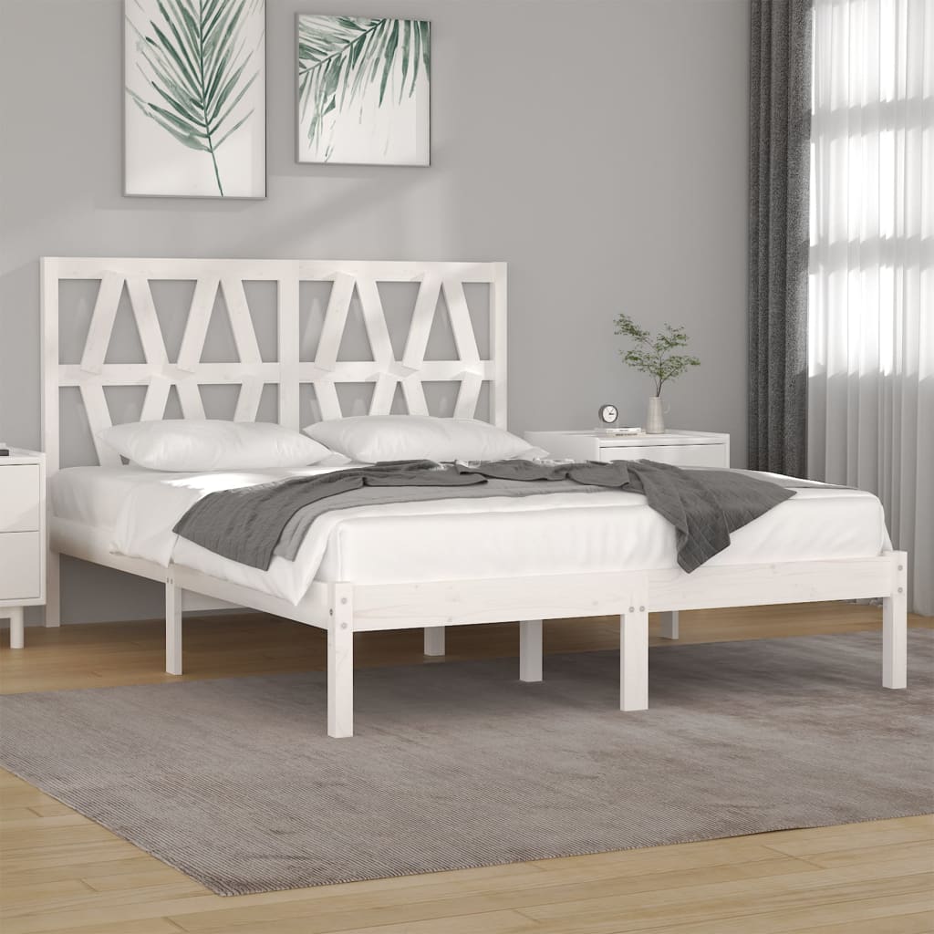 Estructura de cama de madera maciza blanco 160x200 cm - referencia