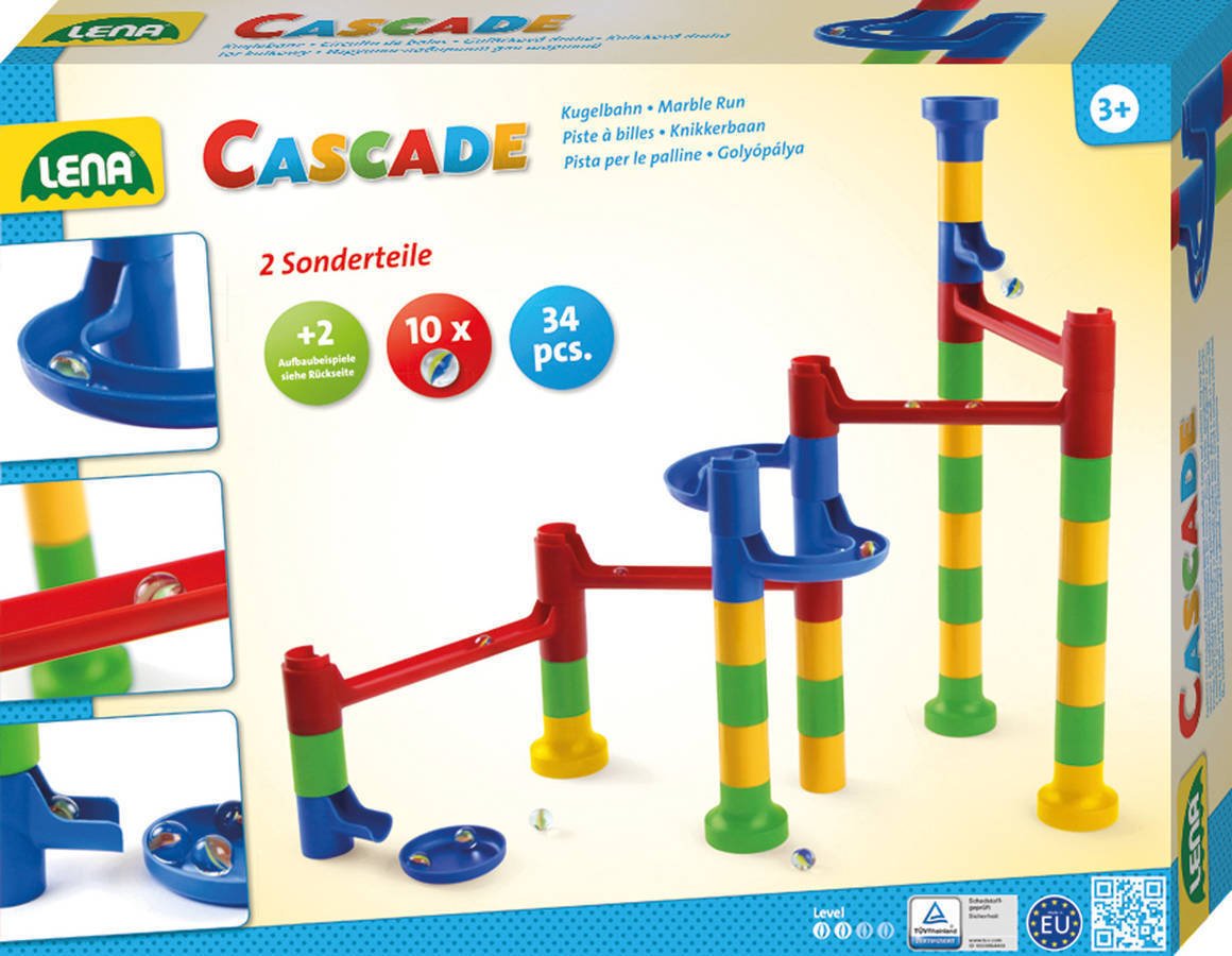 Lena 65289 Cascade curve juego de niños partir 3 años 32 elementos 2 piezas y 10 murmullos cristal