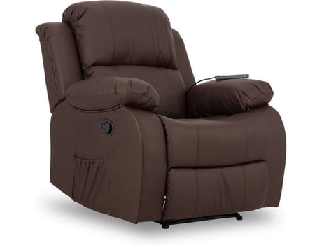 Don Descanso Masaje relax calor trevi choco reclinable 160º con 8 motores silenciosos lumbar sist. 4 zonas y acabado en pu anticuarteo incluye mando. ideal gente mayor levantapersonas reacondicionado piel 75x86x99