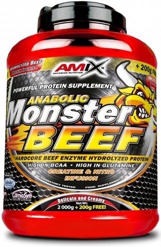 Proteína AMIX Monster Beef  De Ternera Contiene Bcaa Y Favorece El Anabolismo Muscular, Rápida Y Total Absorción (2 Kg, 200 Gr - Lima)