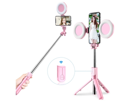 Selfie Stick SLOWMOOSE Led Anel Luminoso Extensible Portátil Negro