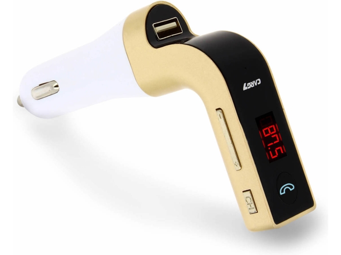 Transmisor FM Bluetooth y Cargador para Coche AVIZAR (USB - Dorado)