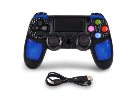 Controlador Ps4 Controlador Inalámbrico Compatible con Controlador P-4 Funciona con Control Remoto Joystick Esmerilado con Cable de Carga Azul BISB...