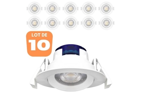 Conjunto de 10 LED LED construido -En White Round 5W IP20 6500K BRAYTRON