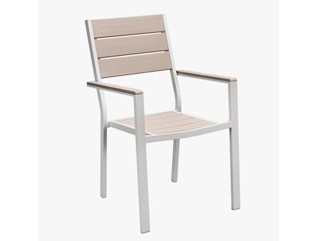 Silla de Exterior con Brazos KLYFTAN beige y blanca 62x55x88cm VIVA