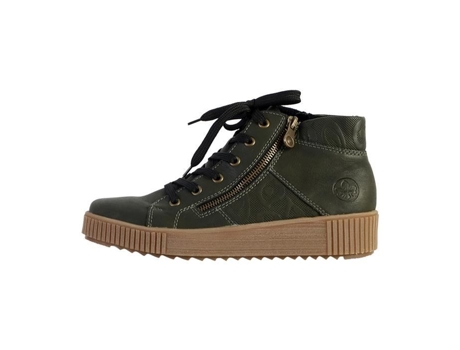 Botas de Mujer RIEKER Zíper Lateral Biqueira Redonda Conforto Piel Verde (36)