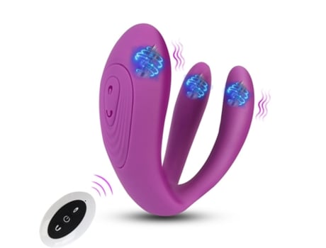 Vibrador de motores triples con control remoto con 10 frecuencias para adultos (púrpura) VEANXIN