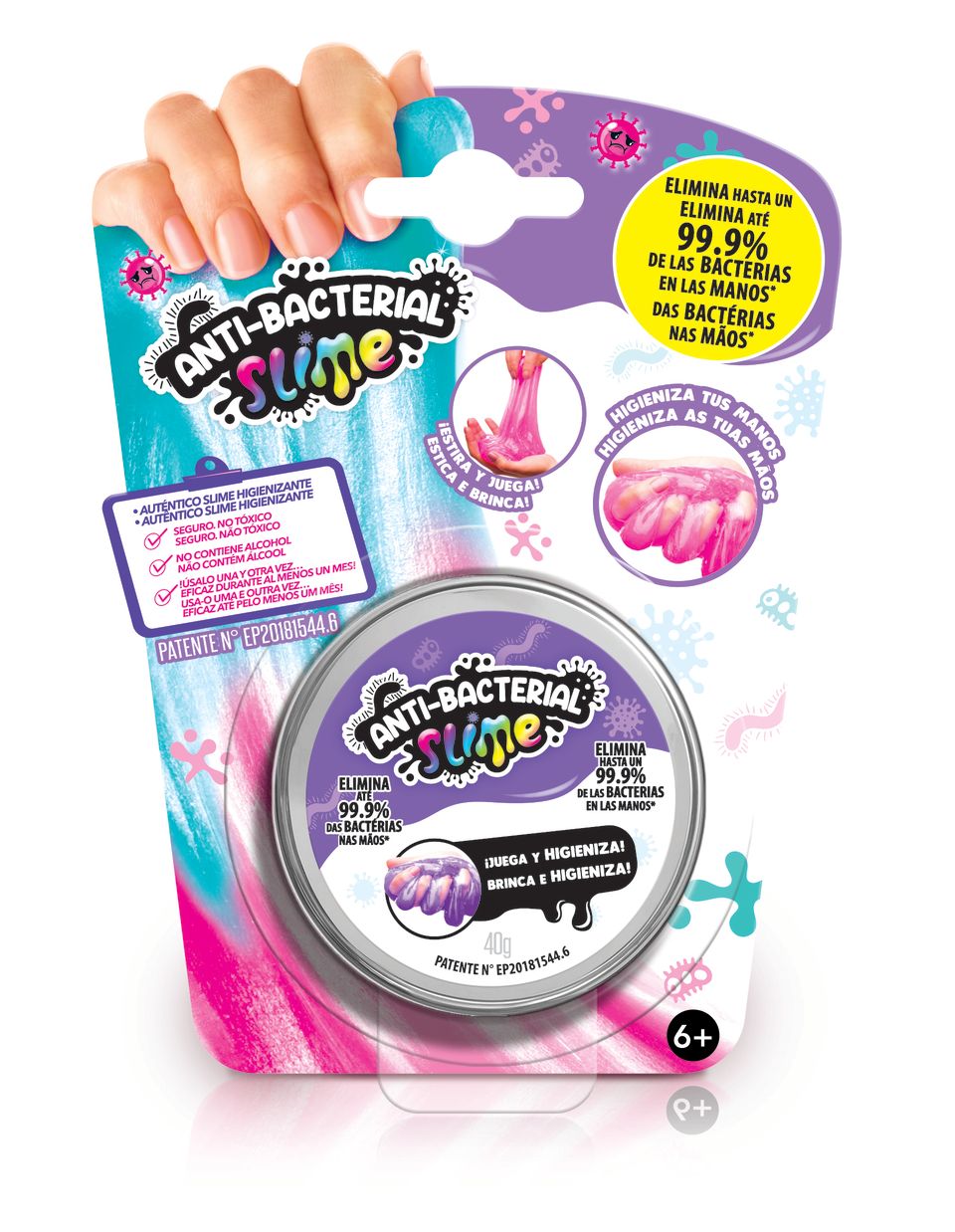 Slime Antibacteriano So antibacterial elimina 99.9 de bacterias multicolor no canal toys 1 unidad color