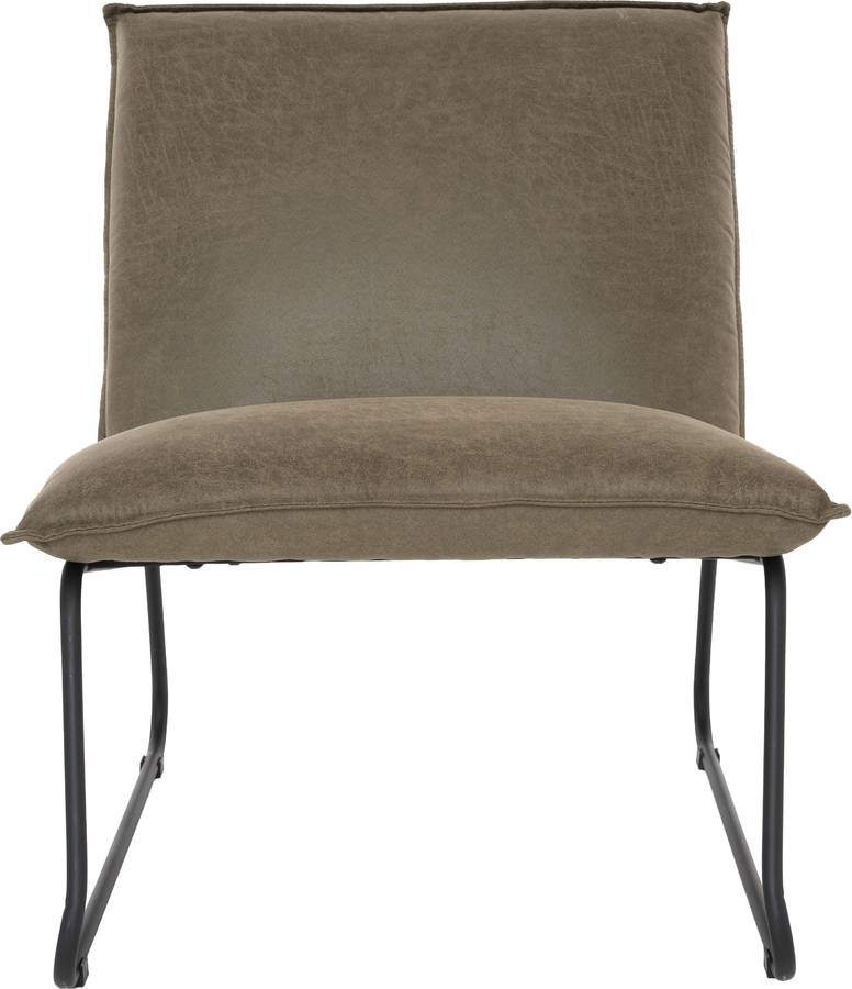 Sillón WOMO-DESIGN (Verde - Cuero y Acero - 85 x 63 x 76 cm)