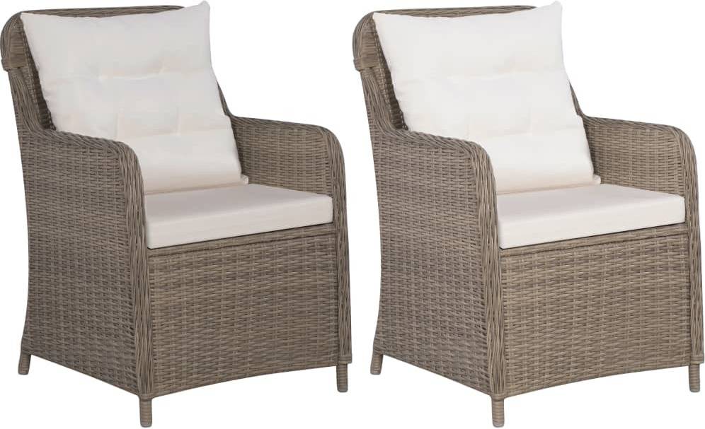 2 Sillas de Exterior VIDAXL Almohadones mimbre PE Marrón