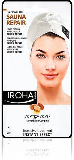 Iroha Nature Gorro mascarilla pelo sauna con 1 unidad reparadora aceite... para el instant effect