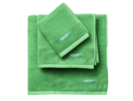 BENETTON - Set 3 Toallas (30x50 50x90 70x140 cm) 450 GSM, 100% Algodón, Verde Rainbow