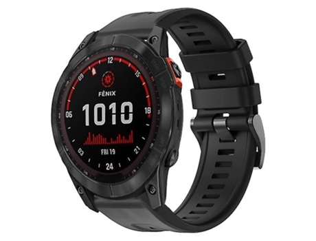 Correa para Garmin Fenix 7X Solar Hebilla de metal Correa de reloj de silicona de color sólido Negro VENISYMLIS