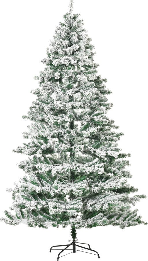 Árbol de Navidad HOMCOM 830-321 (Verde y Blanco - 140x225 cm - PVC)