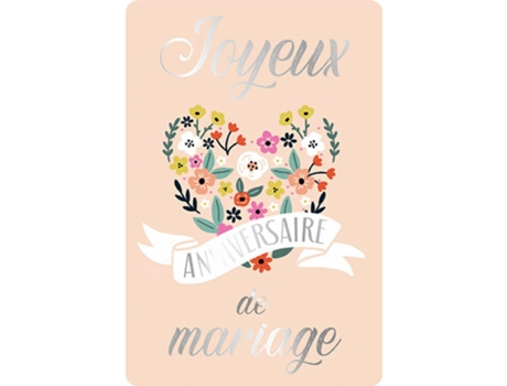 Tarjeta doble KIUB Des Plumes Et Des Fleurs Anniversaire Mariage