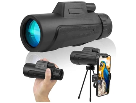 Telescopio Monocular 40 60 para Adultos A Prueba D'Agua y Antivaho con Trípode de Apoyo Bolsa Universal para Celular Bols-Negro