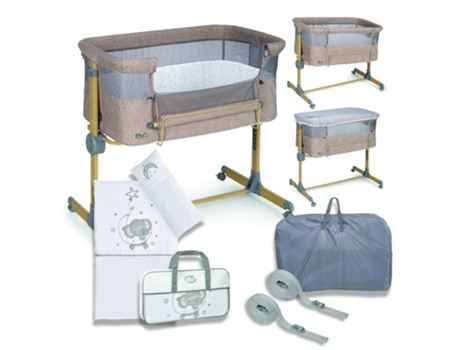 Mini Cuna Co-Sleeping Sleepy Elephant Textiles Cuna Ajustable y Reclinable Ropa Estilo Elephant e Incluye Mosquitera MS