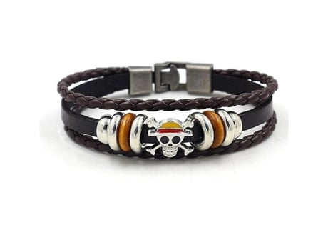 Pulsera pirata Hombres Mujeres Punk de cuero negro Pulseras trenzadas BA BA