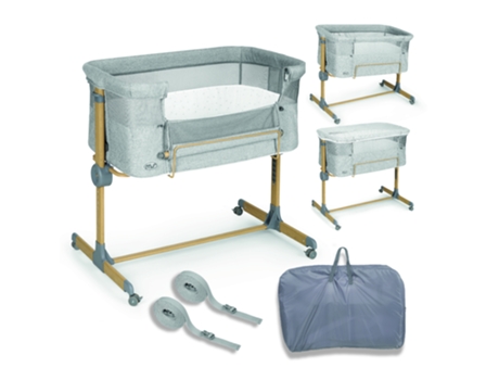 Mini Sleepy Co-Sleeping Cuna Simulación de Madera Cuna Co-Sleeping Ajustable en Varias Alturas Reclinable Incluye Mosquitera de Serie MS