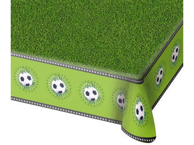 Mantel Folat Football party fiestas 130 x 180 cm diseño de color verde blanco