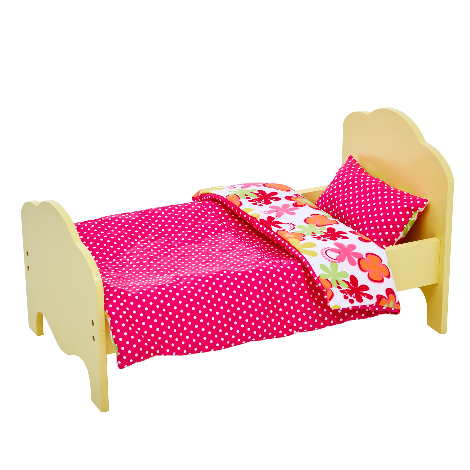 Cama Individual Amarilla y ropa de estampado flor verano para muñeca 46 cm little princess td119291j accesorios olivias 246