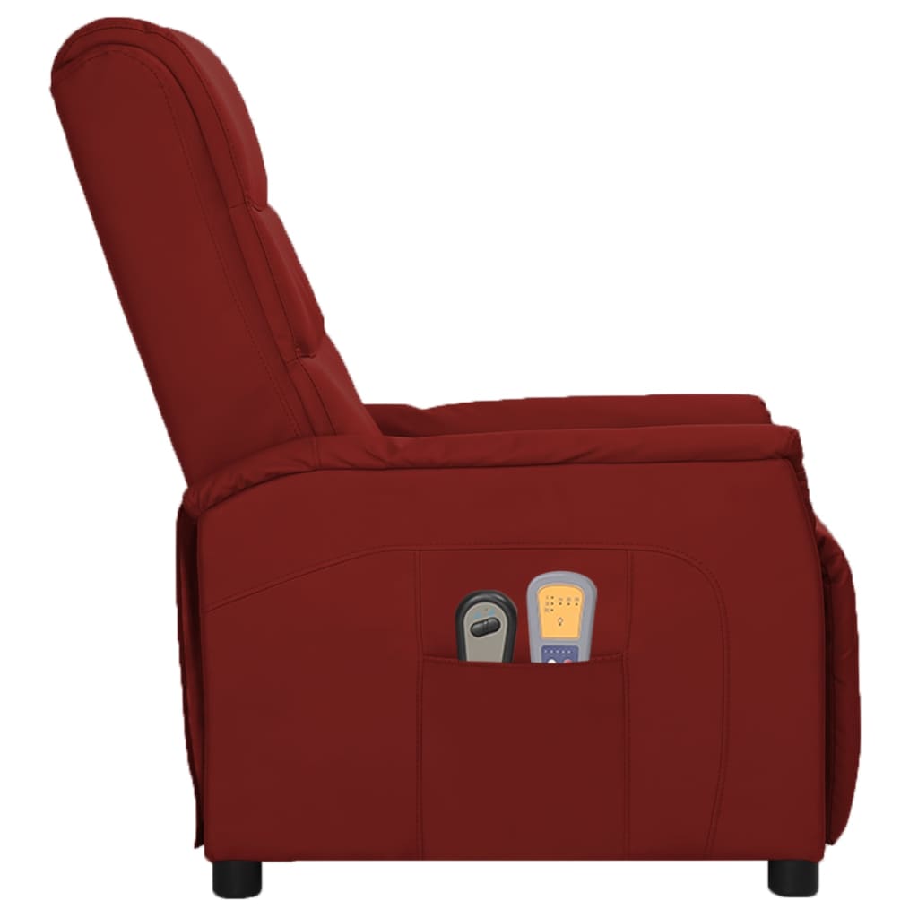 Sillón VIDAXL Reclinable De Masaje Eléctrico Cuero Sintético Rojo Vino