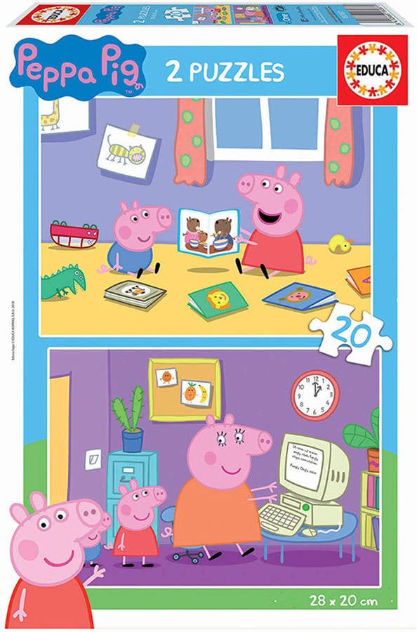 Puzzle EDUCA 2x Puzzle 20 Peppa Pig (Edad Mínima: 3 Años - 40 Piezas)